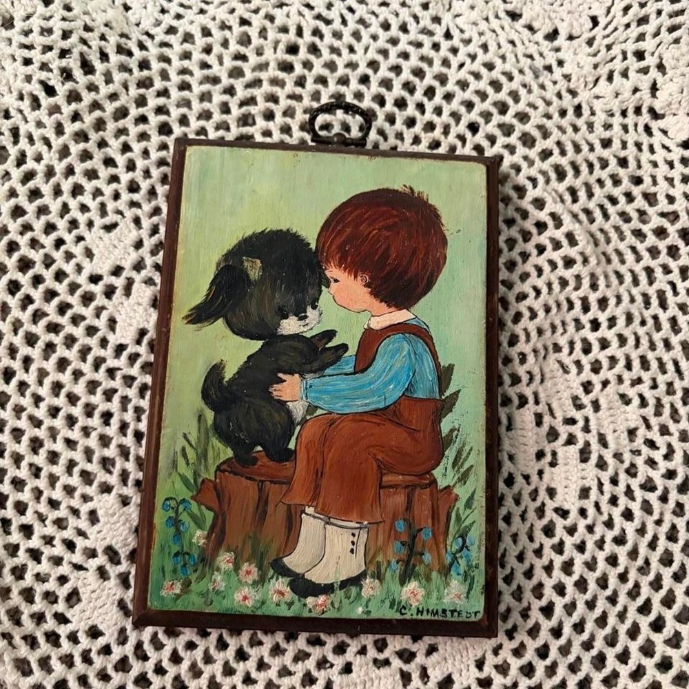 Boy and Dog Wall Plaque